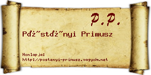 Pöstényi Primusz névjegykártya